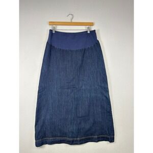 Modest Indie New Creation Women S Blue Denim Maternity Maxi Skirt Elastic Waist